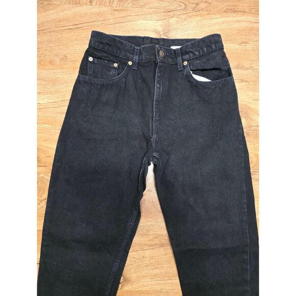 Vintage Levi's 501 Womens Jeans 9 Short Black Dark Wash Relax Fit Tapered Leg - Picture 3 of 13